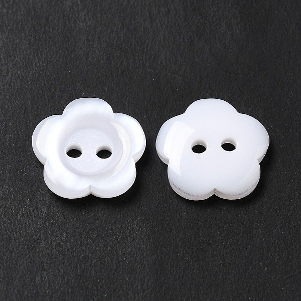 

PandaHall White Flower Resin Buttons, Dyed, 15x3mm, Hole: 1mm Resin Flower White