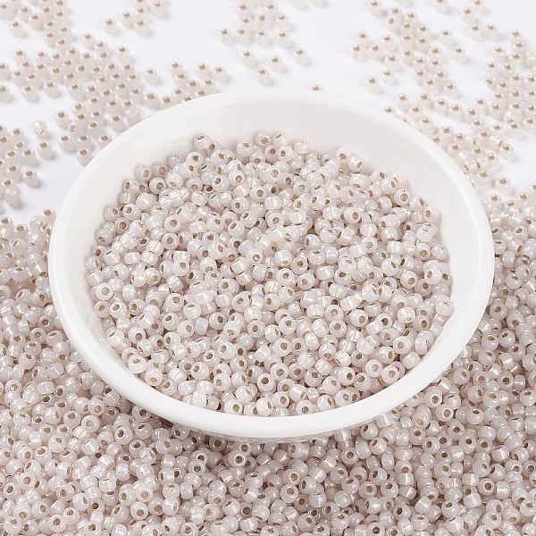 

PandaHall MIYUKI Round Rocailles Beads, Japanese Seed Beads, (RR2352) Silverlined Pale Peach Opal, 8/0, 3mm, Hole: 1mm, about..., Orange