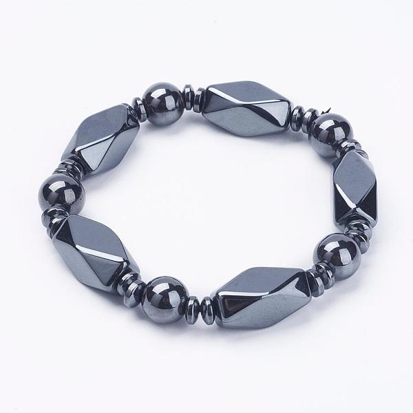 

PandaHall Non-Magnetic Synthetic Hematite Bracelets, Stretch Bracelets, 2-1/8 inch(55mm) Non-magnetic Hematite