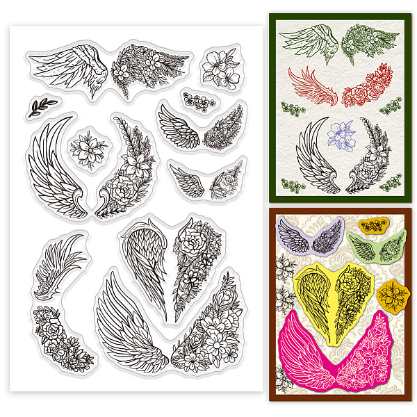 

PandaHall Custom PVC Plastic Clear Stamps, for DIY Scrapbooking, Photo Album Decorative, Cards Making, Wing, 160x110mm Plastic Wing