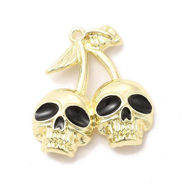

PandaHall Alloy Enamel Pendants, Skull Cherry Charm, Golden, 31x28x5mm, Hole: 2mm Alloy+Enamel Skull Black