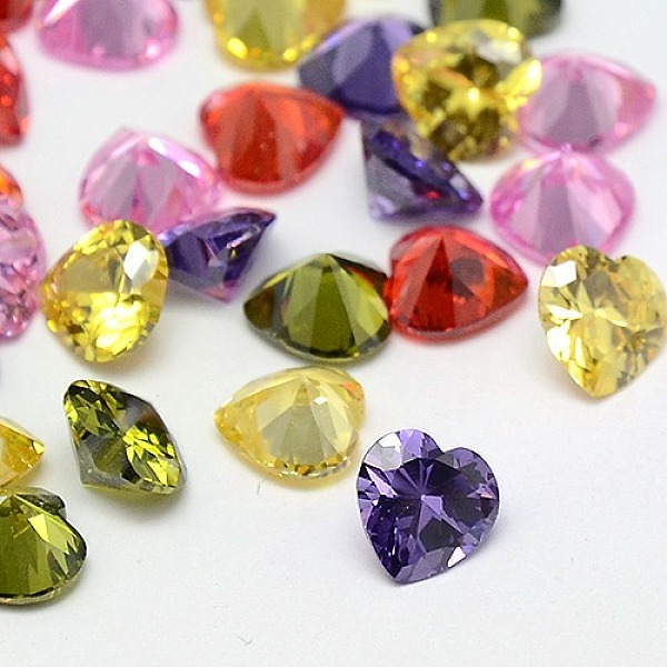 

PandaHall Cubic Zirconia Pointed Back Cabochons, Grade A, Faceted, Heart, Mixed Color, 10x10x6mm Cubic Zirconia Heart Multicolor
