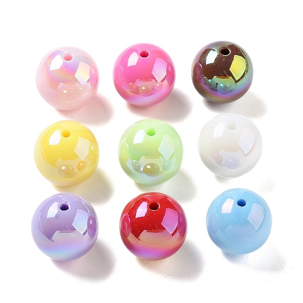 

PandaHall UV Plating Iridescent Acrylic Beads, AB Color, Round, Mixed Color, 19.5x19mm, Hole: 2.5mm Acrylic Round Multicolor