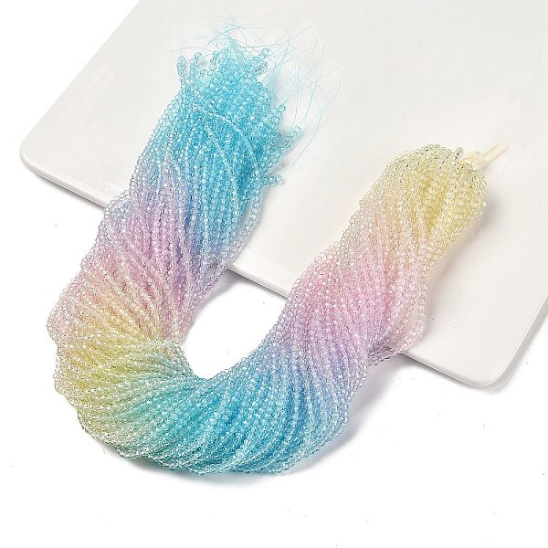 

PandaHall Transparent Painted Glass Beads Strands, Faceted, Rondelle, Colorful, 2.6x2.5mm, Hole: 0.5mm, about 130pcs/strand, 12.99''(33cm)...