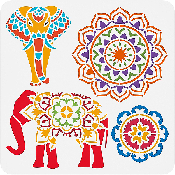 

PandaHall PET Hollow Out Drawing Painting Stencils, for DIY Scrapbook, Photo Album, Elephant Pattern, 300x300mm Plastic Elephant