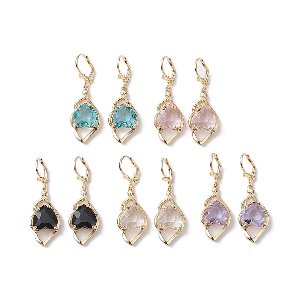 

PandaHall Glass Leverback Earring, with Brass Finding, Heart, Mixed Color, 46.5x15mm Glass Heart Multicolor
