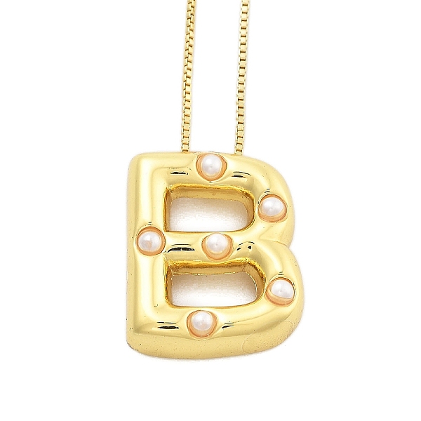 Colliers à chaîne en forme de boîte avec pendentif en forme de lettre en laiton et en plastique pour femmes