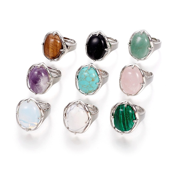 Adjustable Natural & Synthetic Mixed Stone Rings