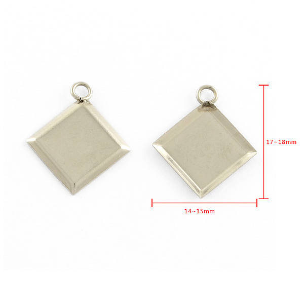 

PandaHall Stainless Steel Pendant Cabochon Settings, Plain Edge Bezel Cups, Rhombus, Stainless Steel Color, Tray Side Length: 9.5mm...