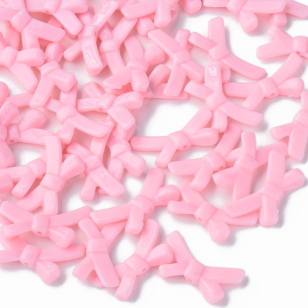 

PandaHall Opaque Acrylic Beads, Bowknot, Pink, 20x34x5.5mm, Hole: 1.8mm, about 435pcs/500g Acrylic Bowknot Pink