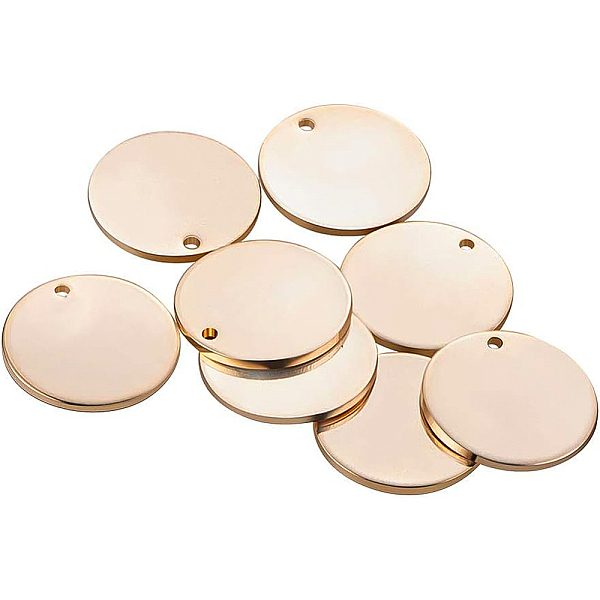 

PandaHall BENECREAT 24 PCS 18K Gold plated Flat Round Shape Blank Pendants Stamping Blanks for Bracelet Earring Pendant Charms Dog Tags -...