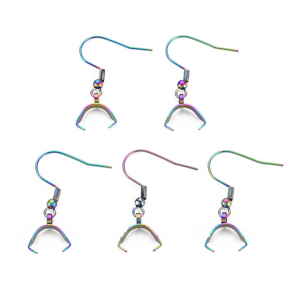 

PandaHall Rainbow Color 304 Stainless Steel Earring Hooks, with Ice Pick Pinch Bails, 30mm, 21 Gauge, Pin: 0.7mm 304 Stainless Steel