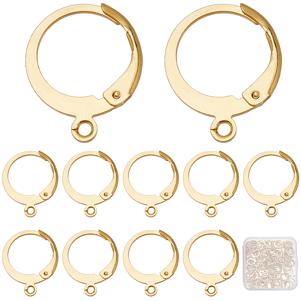 

PandaHall SUNNYCLUE 1 Box 120Pcs Leverback Earring Findings Real 18K Gold Plated Stainless Steel Lever Back Earring Hooks Round Leverbacks...