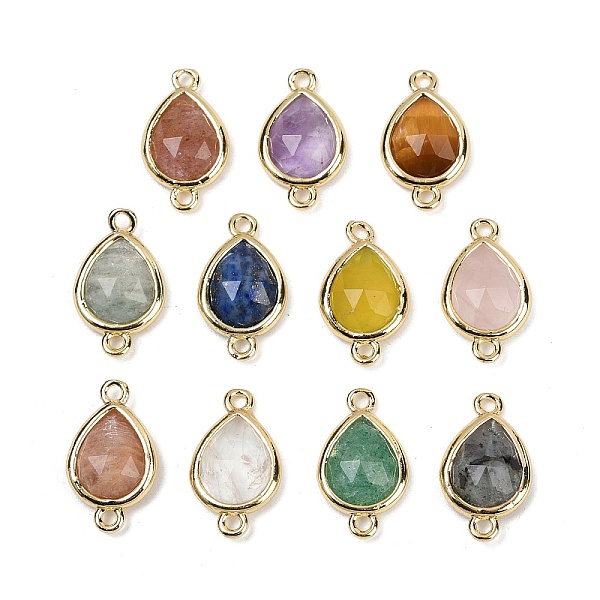 Natural Mixed Gemstone Faceted Connector Charms