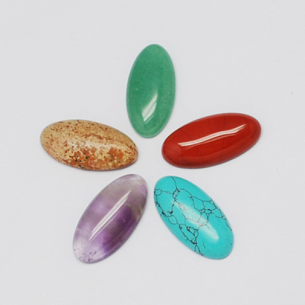 

PandaHall Gemstone Cabochons, Mixed Stone, Oval, Mixed Color, 30x15x6mm Mixed Stone Oval Multicolor
