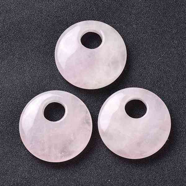 

PandaHall Natural Rose Quartz Pendants, Flat Round, 40~41x8~9mm, Hole: 12~15mm Rose Quartz Flat Round