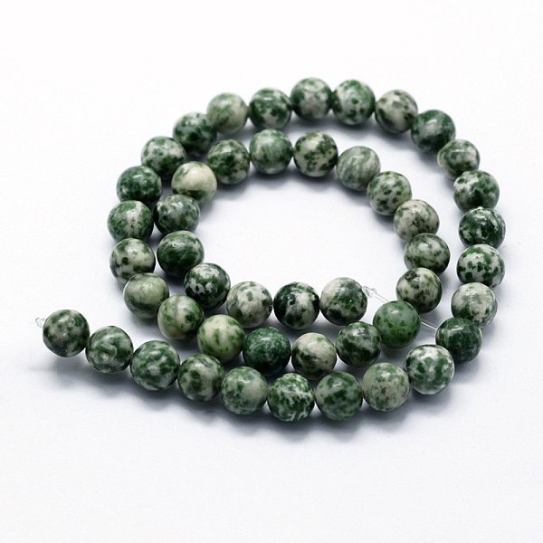 Natürliche Grüne Fleck Jaspis Perlen Stränge