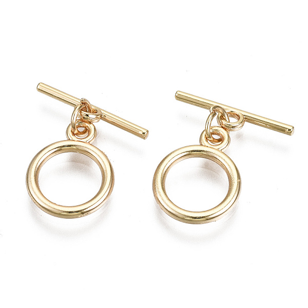 

PandaHall Brass Toggle Clasps, with Jump Rings, Nickel Free, Ring, Real 18K Gold Plated, 19mm, Bar: 15x4x1mm, Hole: 1.5mm, Ring...