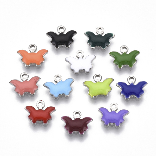 

PandaHall 201 Stainless Steel Enamel Charms, Butterfly, Stainless Steel Color, Mixed Color, 7.5x9x1.5mm, Hole: 1.2mm Stainless Steel+Enamel..., Multicolor