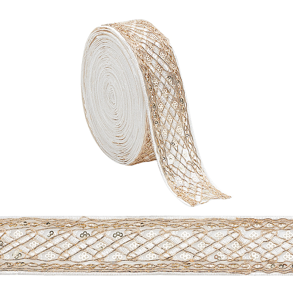 

PandaHall Rhombus Pattern Polyester Ribbon with Paillette, Jacquard Ribbon, Tyrolean Ribbon, Clothing Accessories, Beige, 1-5/8 inch..., Yellow