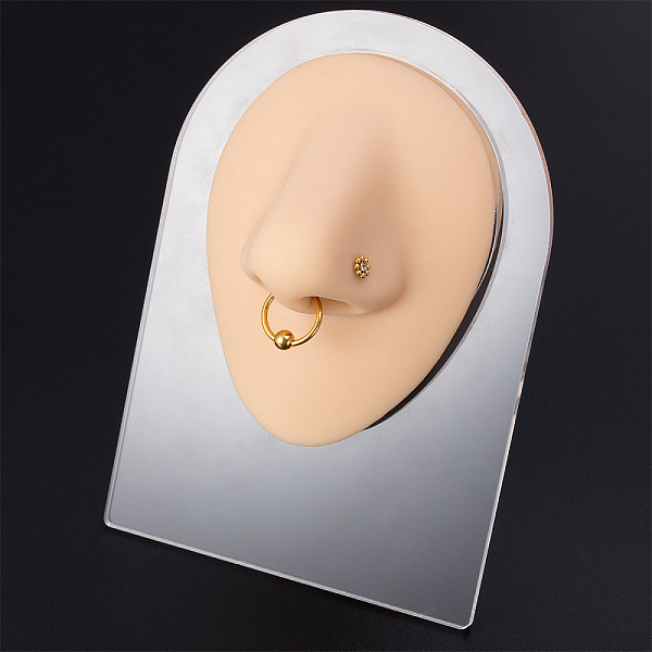 

PandaHall Soft Silicone Nose Flexible Model Body Part Displays with Acrylic Stands, Jewelry Display Teaching Tools for Piercing Suture..., Brown