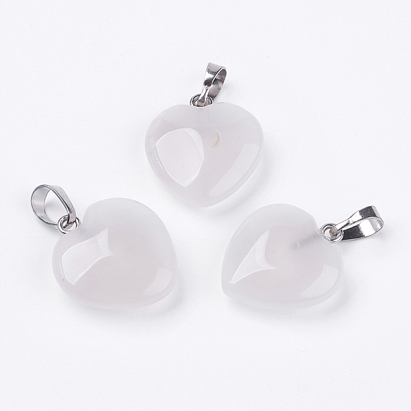

PandaHall Natural Agate Pendants, Heart, with Brass Findings, Platinum, 22~23x20~20.5x6~7.5mm, Hole: 5x8mm Natural Agate Heart