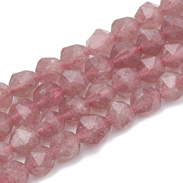 

PandaHall Natural Strawberry Quartz Beads Strands, Star Cut Round Beads, Faceted, 8~10x7~8mm, Hole: 1mm, about 45~48pcs/strand, 14.2~14.6...