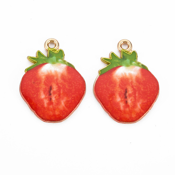 

PandaHall Light Gold Alloy Enamel Pendants, Cadmium Free & Nickel Free & Lead Free, Strawberry Slice, Red, 26x19x2mm, Hole: 1.6mm...