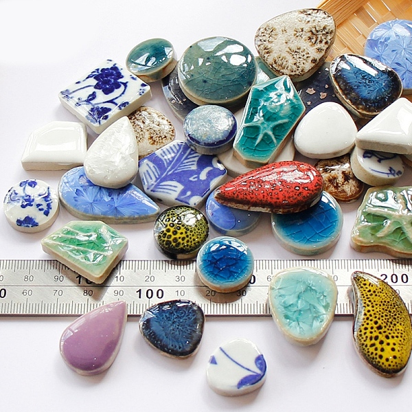 

PandaHall Porcelain Mosaic Tiles, Irregular Shape Mosaic Tiles, for DIY Mosaic Art Crafts, Picture Frames, Mixed Shapes, Mixed Color..., Multicolor