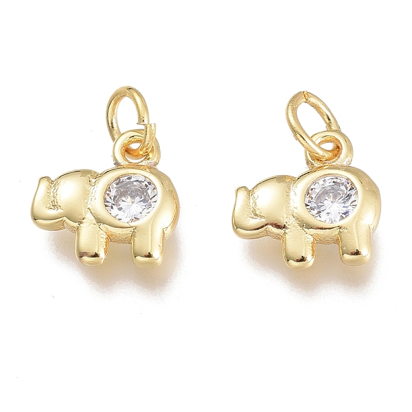 

PandaHall Brass Micro Pave Clear Cubic Zirconia Charms, with Jump Ring, Elephant, Golden, 7.5x7.5x2.5mm, Hole: 1.5mm, Jump Rings: 3.5x0.8mm...