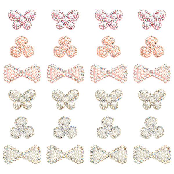 

PandaHall ARRICRAFT 36Pcs 6 Style Non Woven Fabric Ornament Accessories, with Crystal AB Rhinestone & Plastic Pearl, for DIY Clothes, Bag..., Multicolor