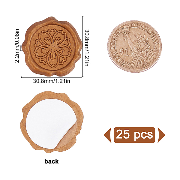 

PandaHall Adhesive Wax Seal Stickers, For Envelope Seal, Dark Goldenrod, 30.8x30.8x2.2mm Wax Pink