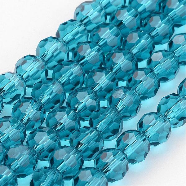 

PandaHall Transparent Glass Bead Strands, Imitate Austrian Crystal, Faceted(32 Facets), Round, Cyan, 6mm, Hole: 1mm, about 96~98pcs/strand...