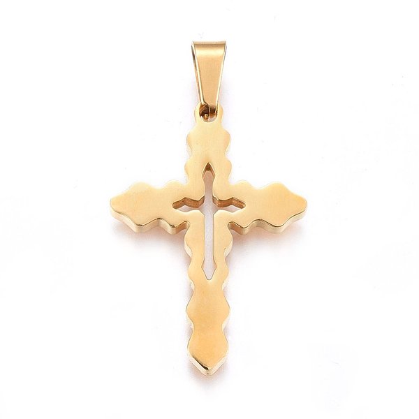 

PandaHall 304 Stainless Steel Pendants, Cut-Out, with Hollow, Cross, Golden, 31x21.5x2.2mm, Hole: 8x4mm 304 Stainless Steel Cross