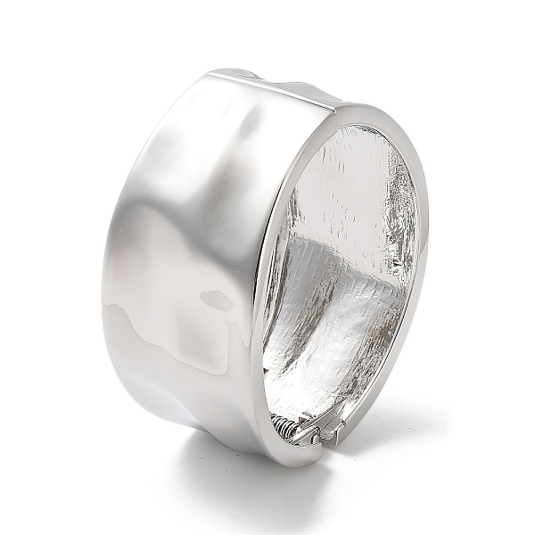 

PandaHall Alloy Wide Hinged Bangles, Chunky Bangles for Women, Platinum, Inner Diameter: 2-1/2x 2 inch(6.2x5.1cm) Alloy