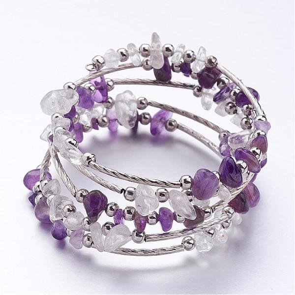 Five Loops Wrap Amethyst Beads Bracelets