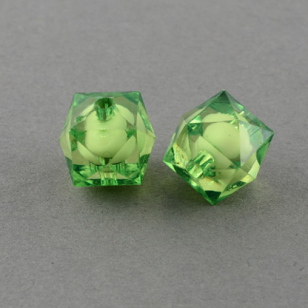 

PandaHall Transparent Acrylic Beads, Bead in Bead, Faceted Cube, Lime Green, 8x7x7mm, Hole: 2mm, about 2000pcs/500g Acrylic Cube Green