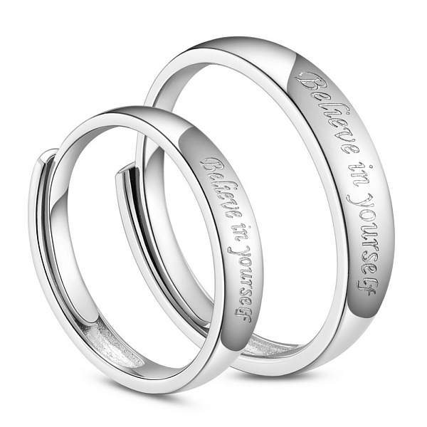 Shegrace Rhodié 925 Bagues De Couple En Argent Sterling