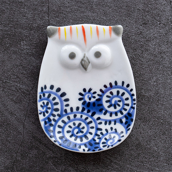 

PandaHall Porcelain Incense Tray, Owl Jewelry Plate, Home Office Teahouse Zen Buddhist Supplies, Royal Blue, 70x55x10mm Porcelain Owl