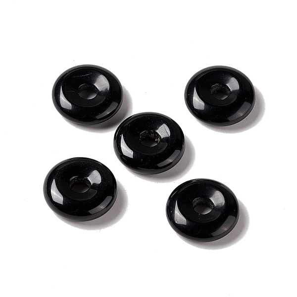 

PandaHall Natural Obsidian Pendants, Donut/Pi Disc Charm Charm, 20x5~7mm, Hole: 6mm Obsidian Donut