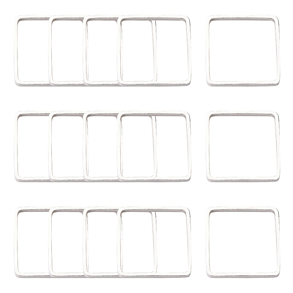 

PandaHall Square Brass Linking Rings, Silver Color Plated, 10x10x1mm Brass Square