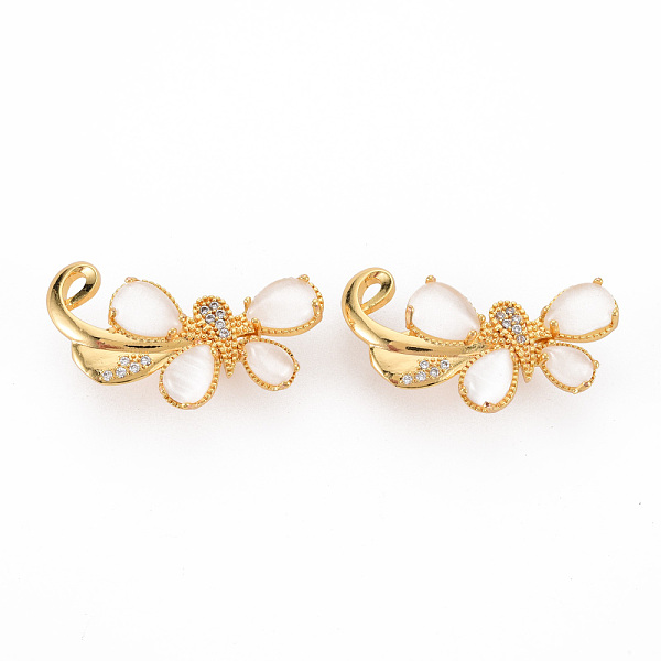 

PandaHall Brass Micro Pave Clear Cubic Zirconia Twister Clasps, with Shell, Nickel Free, Butterfly, Real 18K Gold Plated, 20x29x9.5mm Brass
