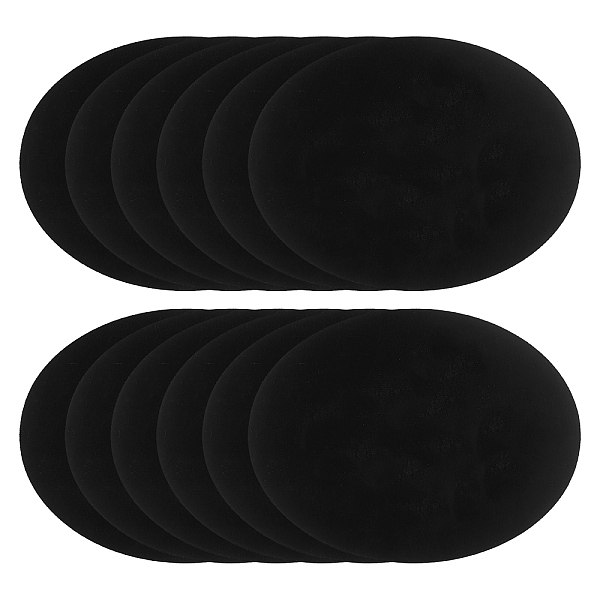 PandaHall Flocky Cloth Fabric Appliques Iron On Patches, For Costume Accessories, Oval, Black, 140x110x0.5mm Cloth Oval Black