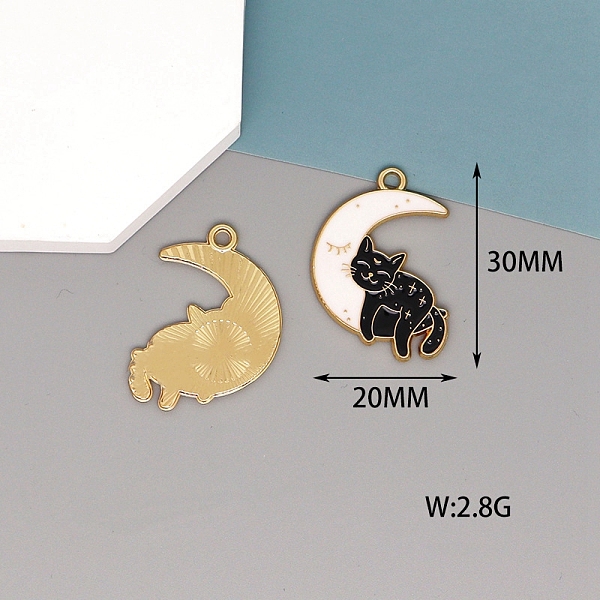 

PandaHall Alloy Enamel Pendants, Golden, Cat Charm, Moon, 30x20mm Alloy+Enamel Moon Black