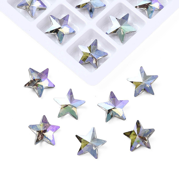 

PandaHall Glass Rhinestone Cabochons, Nail Art Decoration Accessories, Faceted, Star, Lilac, 9.5x10x4.5mm Glass Star Purple