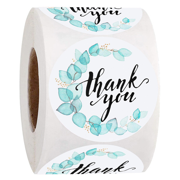 

PandaHall Round Dot Paper Self-Adhesive Thank You Stickers Rolls, Leaf Gift Decals for Party Presents Decoration, Word, 25mm, 500pcs/roll...