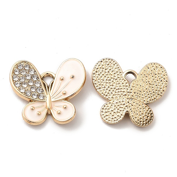 

PandaHall Alloy Enamel Pendants, with Rhinestone, Butterfly Charm, Golden, Seashell Color, 16.5x19x2mm, Hole: 2.3x2mm Alloy..., White