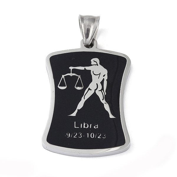 

PandaHall 304 Stainless Steel Pendants, with Enamel, Stainless Steel Color, Rectangle with Constellation, Libra, 39x26x3mm, Hole: 7x3mm..., Black