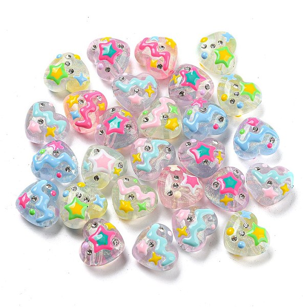 

PandaHall Transparent Acrylic Beads, with Enamel and Rhinestone, Heart, Mixed Color, 16.1x18x9.9mm, Hole: 3.5mm Acrylic Heart Multicolor