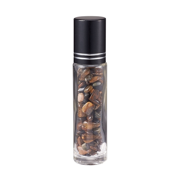 

PandaHall Glass Roller Ball Bottles, Essential Oil Refillable Bottle, with Tiger Eye Chip Beads, for Personal Care, 85x20mm, Beads...